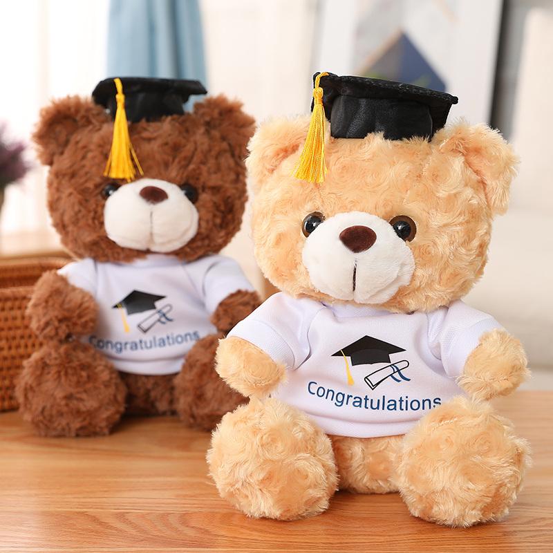 23-28cm Lovely  Plush Toy Stuffed Soft Colorful Kawaii Bear Animal Dolls Graduation Birthday Gifts
