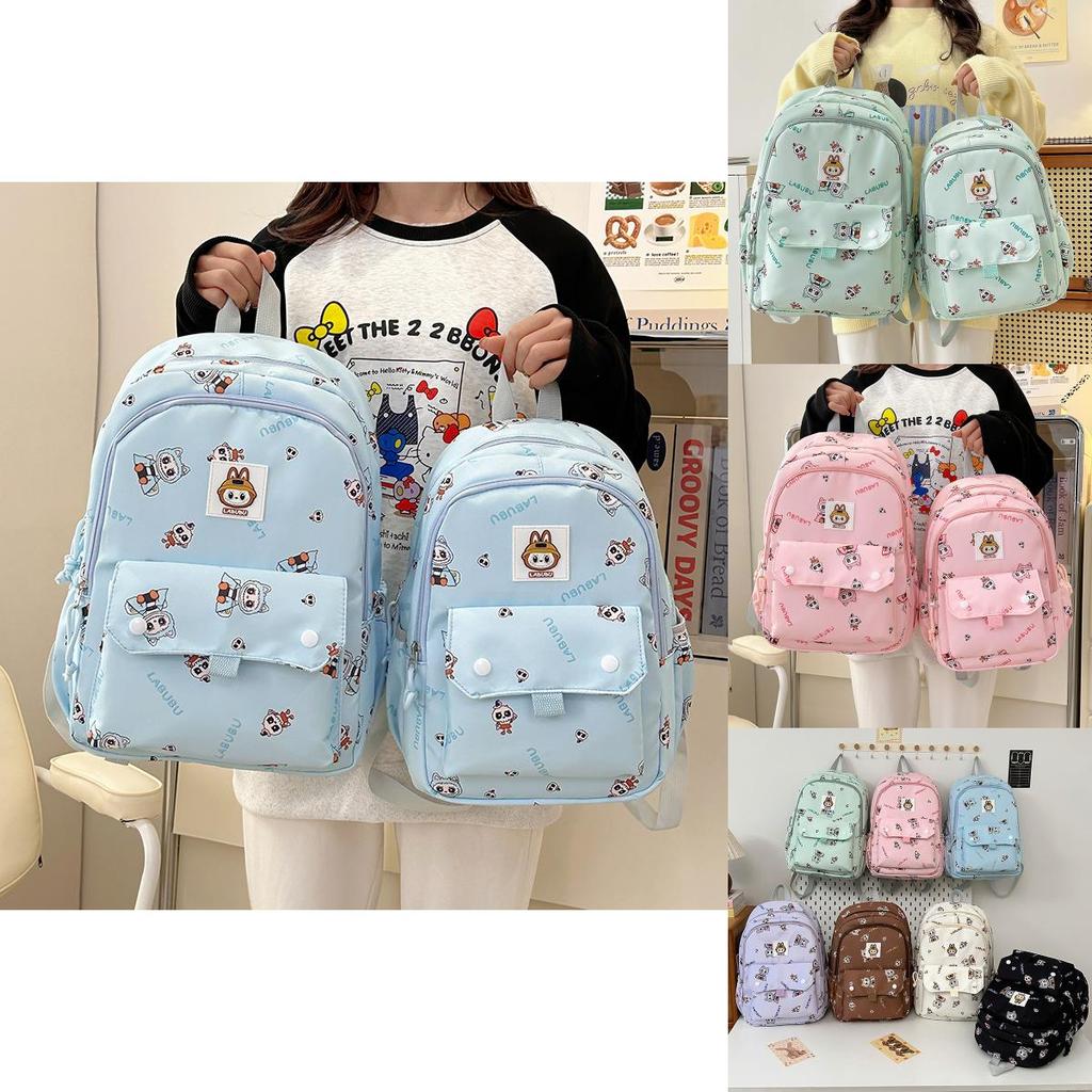 Labubu Childrens Cartoon Backpack For Girls With Waterproof Nylon Material And Large Capacity For School Use