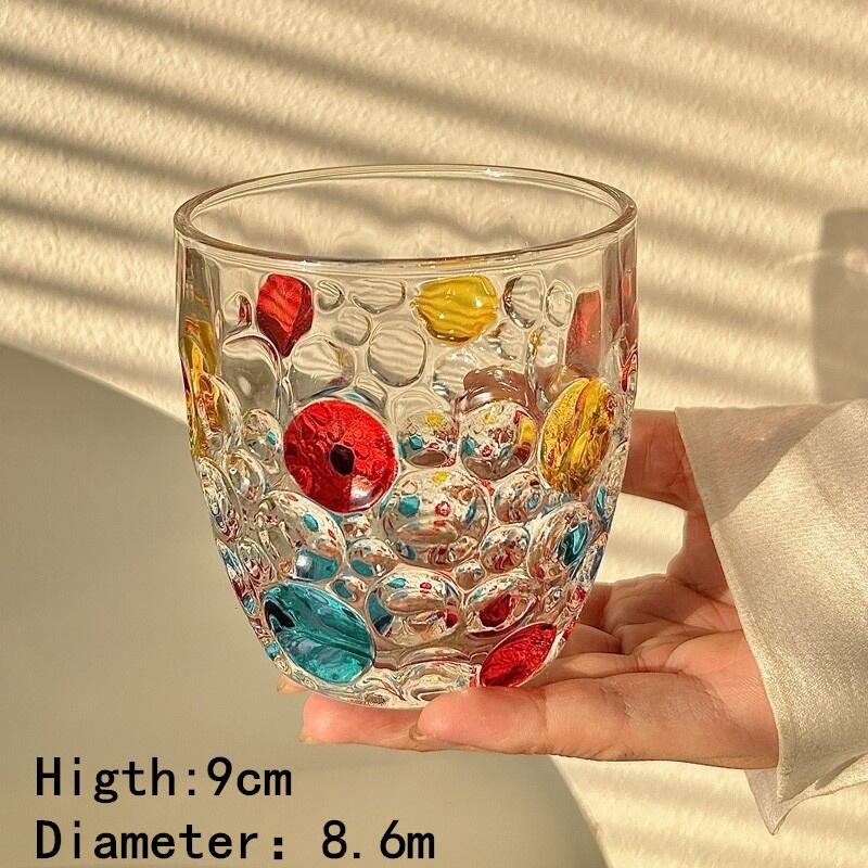 

Creative Color Bead Cup Light Luxury Ins Wind Color Dot Juice Cup Milk Cup Coffee Cup Glass Cup 201-300ml