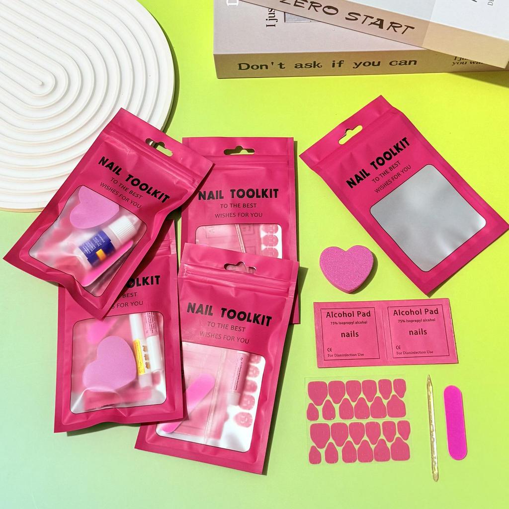 Cross-Border Nail Tool Kit: Mini Nail File, Glue, Disinfection Pads, Crystal Stick & Jelly Glue