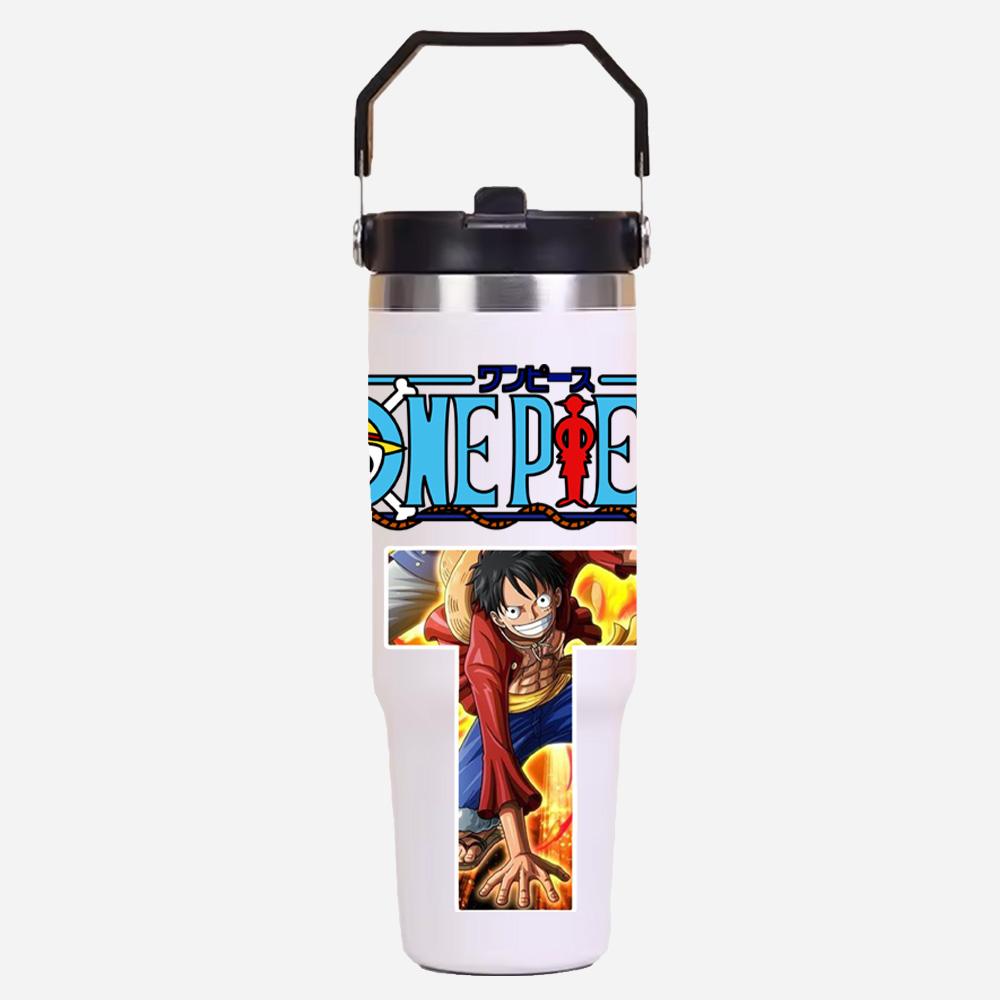 30oz Anime A-Z English Letter Printed Simple Solid Color Stainless Steel Thermos Water Cup Thermal Insulation Cold Ice Cup