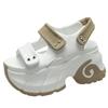 Mote Kvinner Fritids Chunky Platform Sandaler Peep Toe Høye Hæler Nye Gladiator Tøfler Kvinner Trendy Sommer Lær Strandsandaler 8.5CM