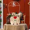 Happy Family Bear Wooden Jigsaw Puzzle Cute Wooden Bear Family Decorative Ornaments Home Holiday Desktop Decorative Sculpture