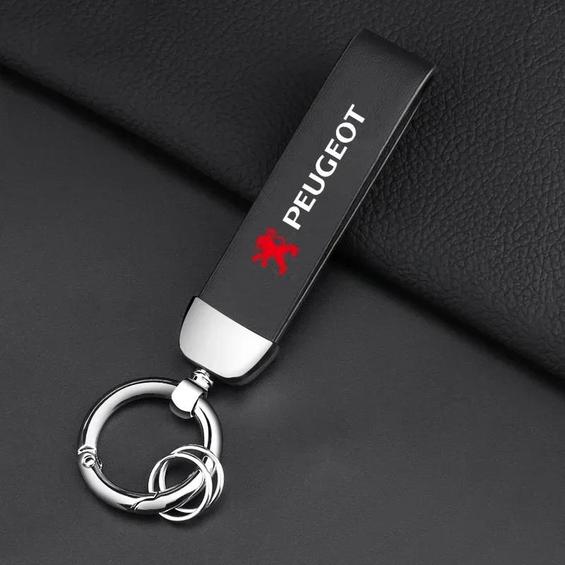 Metal+Braided rope or leather Keychain Key Chain Key Rings for Peugeot 206 307 308 3008 207 208 407 508 2008 5008 107 106 205