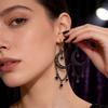 Gothic Black Moon Star Chain Earrings With Vintage Bohemian Style For Women