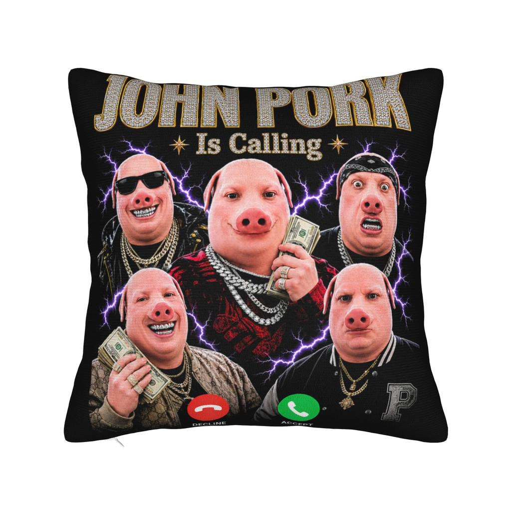 John Pork Halloween Brainrot Meme Pillowcases Kawaii Pillow Case For Sofa Car Home Decor Soft Pillow Cover