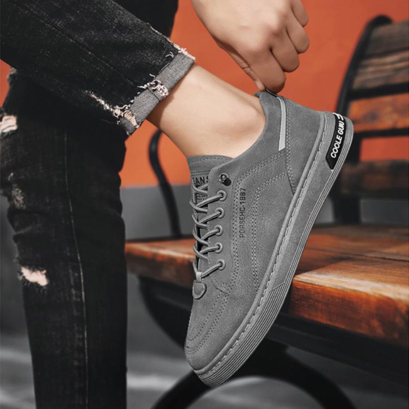 Classic Men's Casual Shoes Platform Lace Up Durable Work Safe Shoes Outdoor Leisure Anti-slip Light Board Shoes Zapatos Casuales