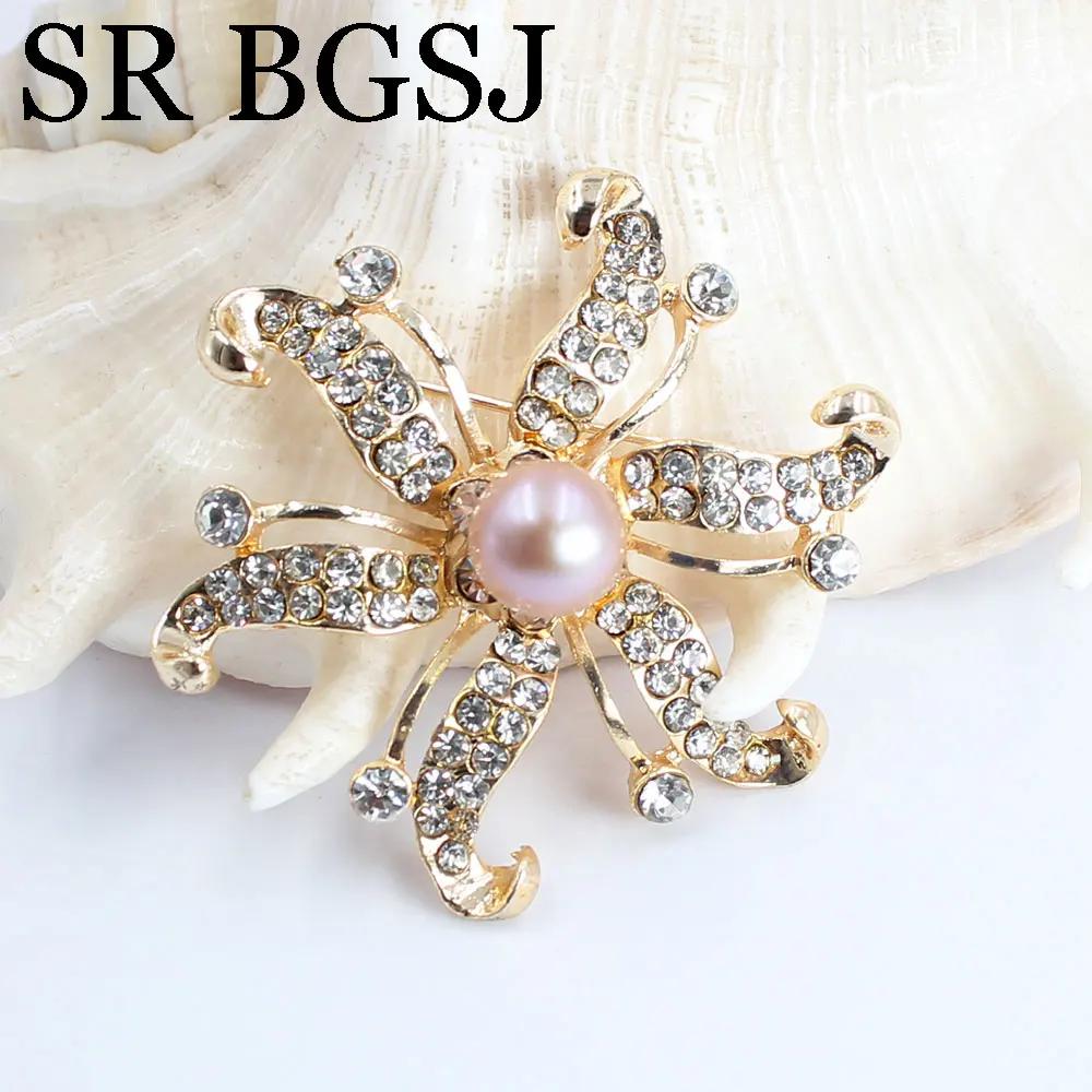 Luxury Jewelry 100% Genuine Natural Freshwater Pearl Wedding Micro-inlaid Zircon Coat Women All Match Accessories Pin Brooch