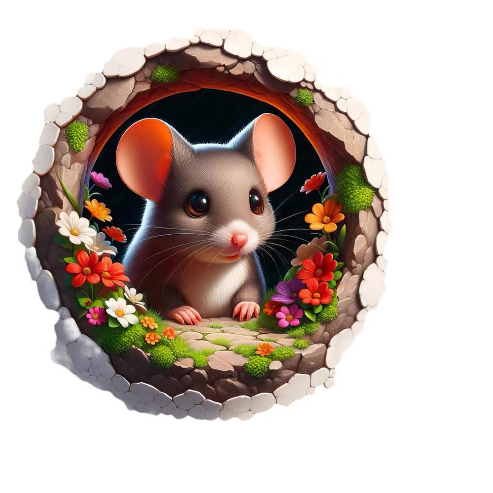 

Cute Cartoon Mouse Hole Wall Sticker Living Room Wall Edge Home Decoration For Kids Bedroom Wallpaper Funny Rats Decals M890 D-13cm Longest Side