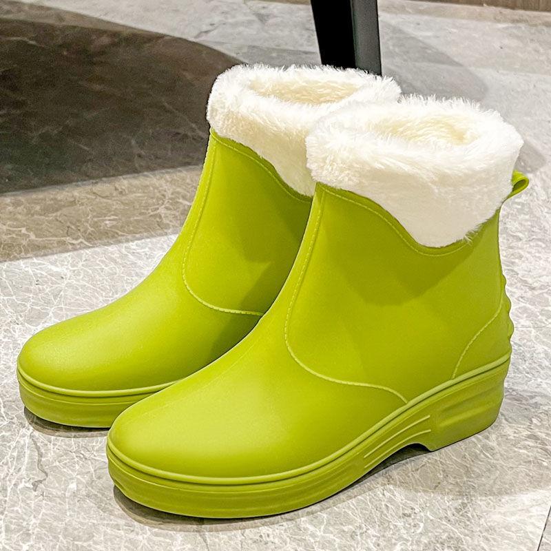 

Женские водонепроницаемые нескользящие короткие резиновые сапоги - толстая подошва, износостойкие, теплые резиновые сапоги 41