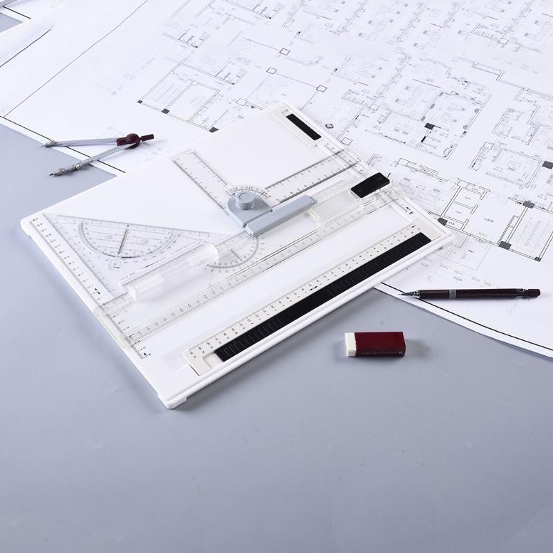 A4 Drawing Board Drafting Table Multifunctional Drawing Board Table with Clear Rule Adjustable Measuring System Compact