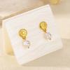 Stainless Steel Geometric Artificial Pearl Earrings 18K Gold-plated Anti Fading Earring for Women Vacation Wedding Jewelry Gifts