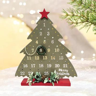 Christmas Countdown Calendar Wooden Holiday Table Decoration Vintage Countdown Christmas Sign Hanging Wall Decoration Crafts