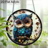 Acrylic Blue Owl Christmas Suncatcher Stained Glass Effect Window Hanging Ornament Owl Lover Holiday Gifts
