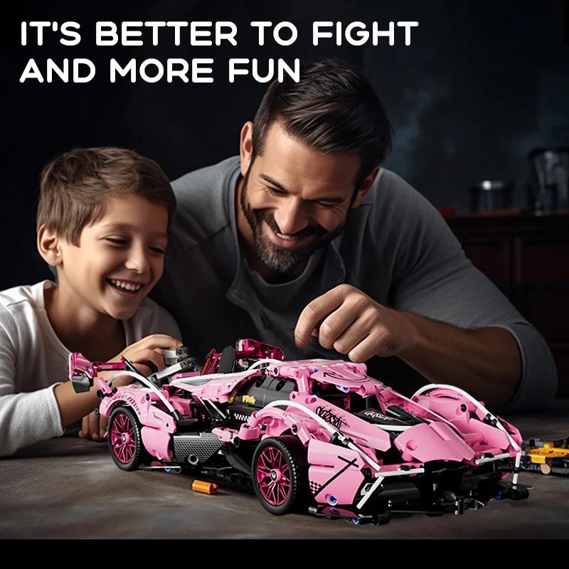 1:14  Technic V12 Pink Concept Super Race CarDesign Building Blocks Bricks Model Birthday Thanksgiving Gift for Girls Childrens