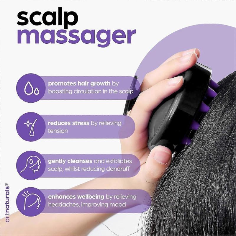 Organic Rosemary & Castor Hair Growth Oil + Scalp Massager Set - Hair Styling Oil for Dry, Itchy Scalp, Thickening & Hydration & Repair For Damaged Ha