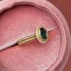 18K Gold-Plated European Retro Emerald Gemstone Women's Ring
