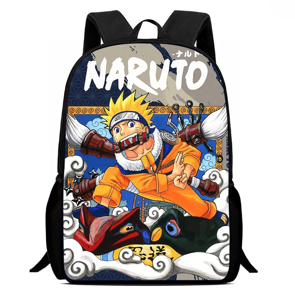 NARUTO Anime 15in Mochila Backpack with Adjustable Shoulder Straps, Kids Daily Lightweight School Bag for Boys & Girls Age 6-10