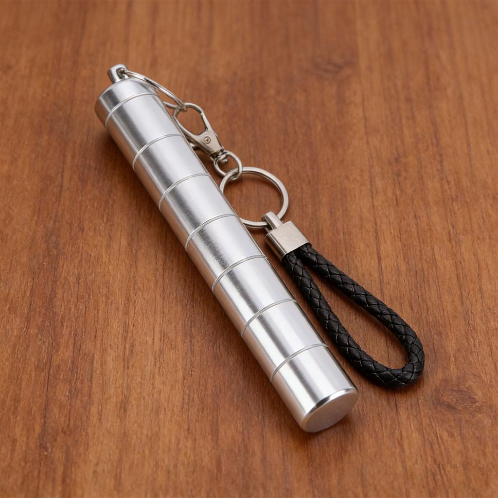 Metal Storage Tube Keychain 7 Compartment Water Proof Portable Travel Container Aluminum Alloy
