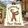 Curioso George Custom Name Flannel Blanket Personalized Soft Warm Plush Throw Blanket Customized Gift for Family Friends