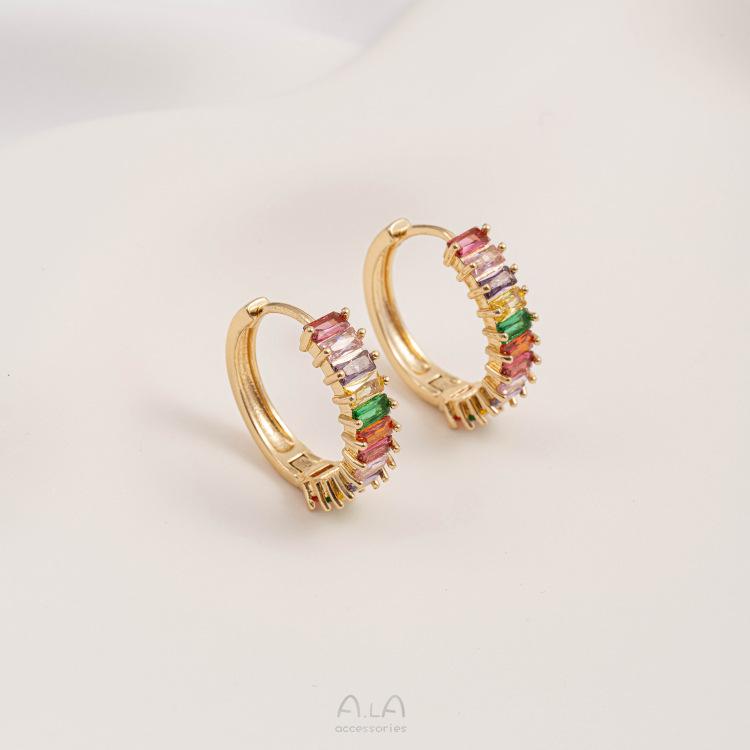 14K Gold-Filled Grüne, Rote & Bunte Zirkonia-Ohrringe & Herzförmige Ohrklemmen - Schlicht, luxuriös und exquisit.