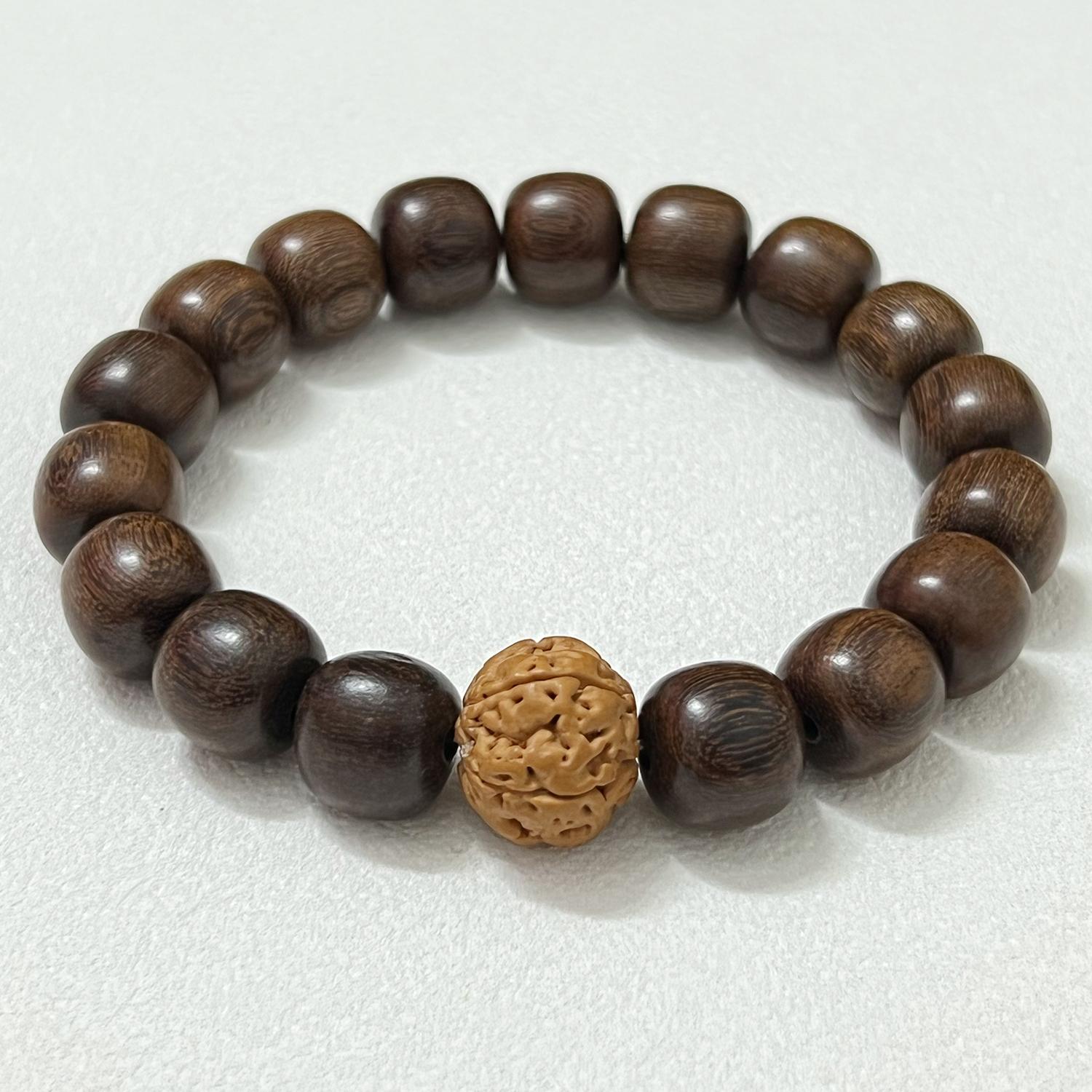 

Wooden Beaded Bracelet for Men Elastic Sandalwood Bangle Handmade DIY Wood Bracelet Jewelry Gifts Length 18cm