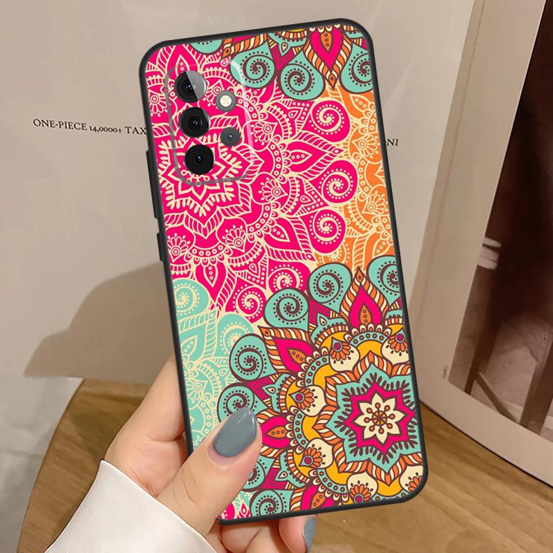 Trippy Tie Dye Floral Mandala Case For Samsung Galaxy A34 A54 A17 A35 A55 A06 A16 A26 A36 A56 A53 A32 A52 A33 A13 A14 A15