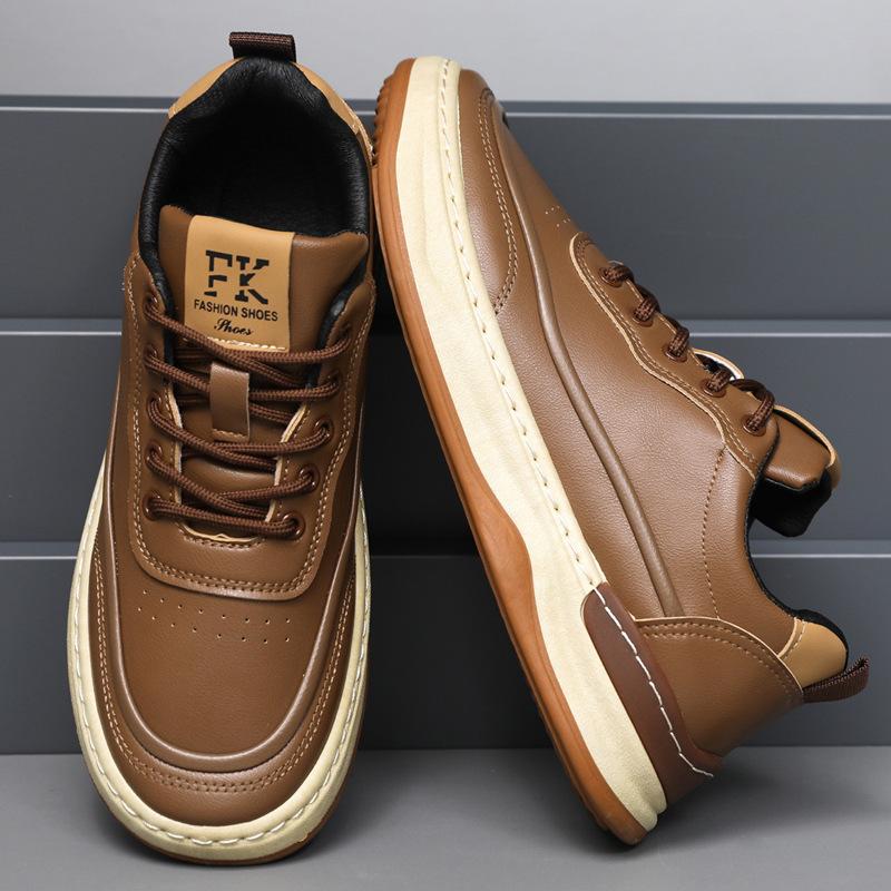 Men's casual shoes Casual leather shoes Fashion thick-soled breathable soft-soled round head work shoes Men's shoes