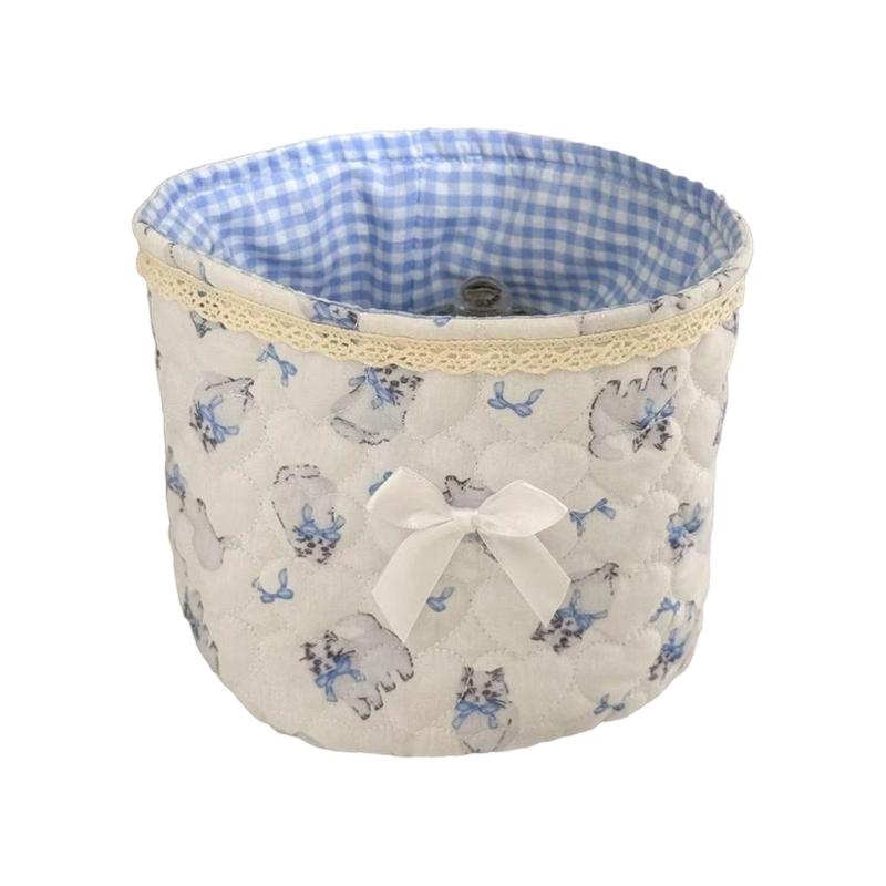 

Stylish Round Lace Trimmed Organizer Basket For Nursery Christmas Birthday Gift Arrangements Bathroom Organization Tool