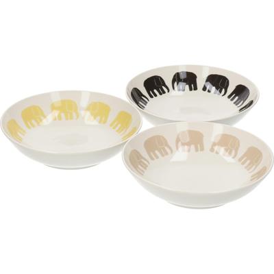 Finlayson Elephant Pattern Salad Soup and Bowl Trio 17cm Diameter X 5cm Gift Nordic Gift for Gift Made In Bowl, Plate, (3-Piece Set) Approx. Deep,