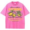 Premium Fresh Lemons Fruit Print Women Washed T-Shirts Y2K Comfortable Short Sleeve Loose All-Match T Shirt Cotton Hip Hop Top