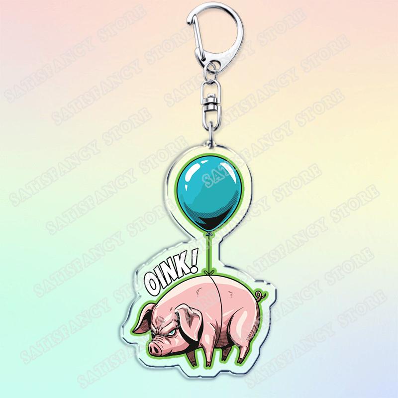 Cute Cartoon Flying Pigs with Balloons Keychain for Accessories Lovely Animals Keyring Jewelry Fans Friends Gifts