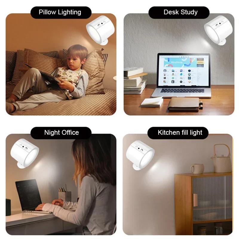 LED Wall Light Rechargeable Touch Double Head Wall Lamp 360° Rotation Wireless Remote Control LED Spotlight For Bedroom Lighting