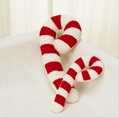 Cojín de Peluche Bastón de Caramelo Rojo y Blanco de Navidad