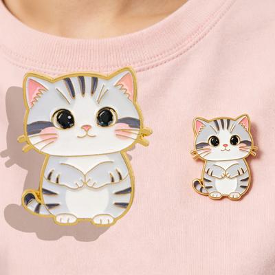 Decorative Brooch Enamel Cartoon Cat Shape Zinc Alloy Lapel Pin Sweater Dress Suit Lapel Badge Versatile Outfit Accessory