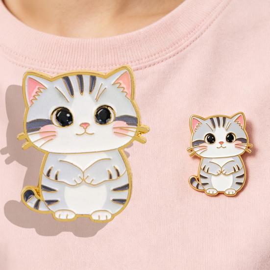 Decorative Brooch Enamel Cartoon Cat Shape Zinc Alloy Lapel Pin Sweater Dress Suit Lapel Badge Versatile Outfit Accessory