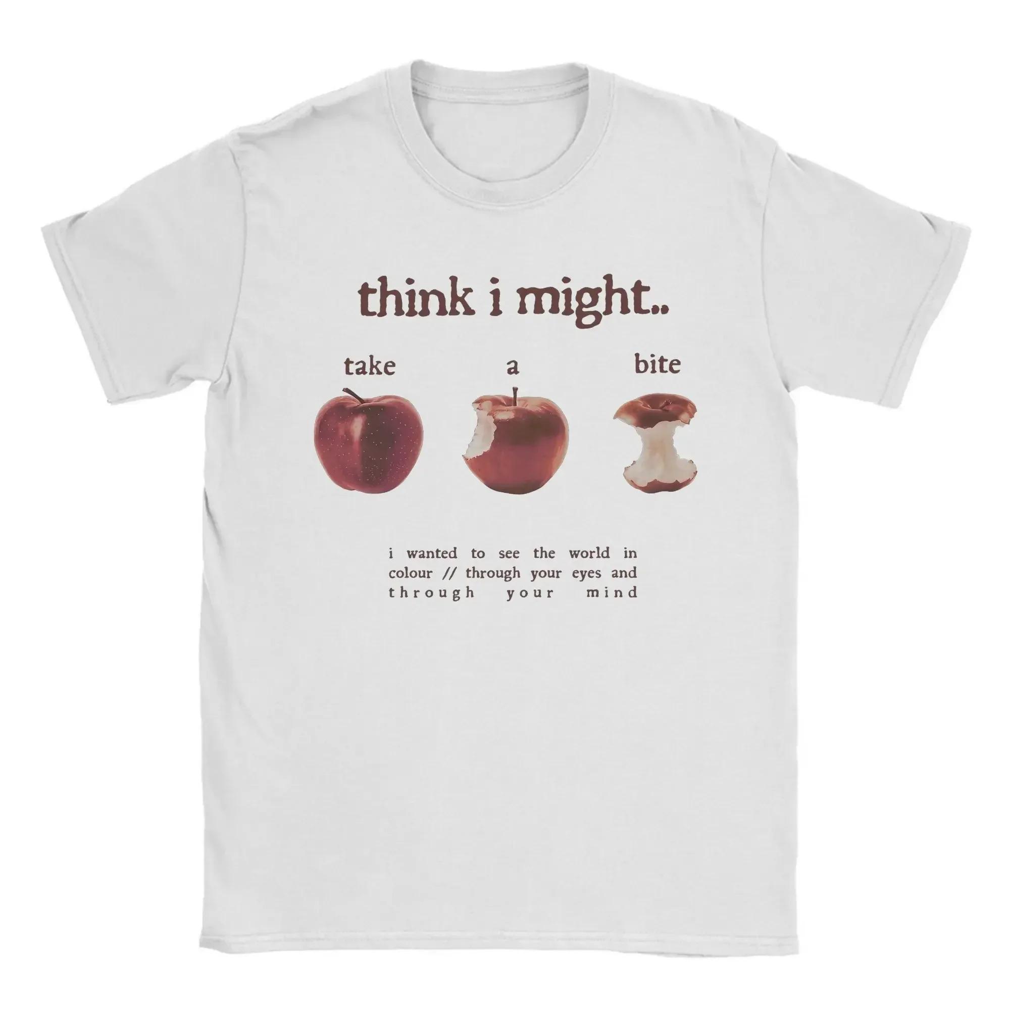 

Take A Bite Apple Peach Printed T Shirt Women Clothing Fashion Short Sleeve Round Collar Tees Trendy Casual Women Clothing S