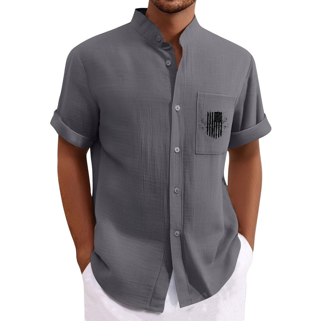 Men'S Casual Loose Short Sleeved Printed Shirt With Fashionable Top