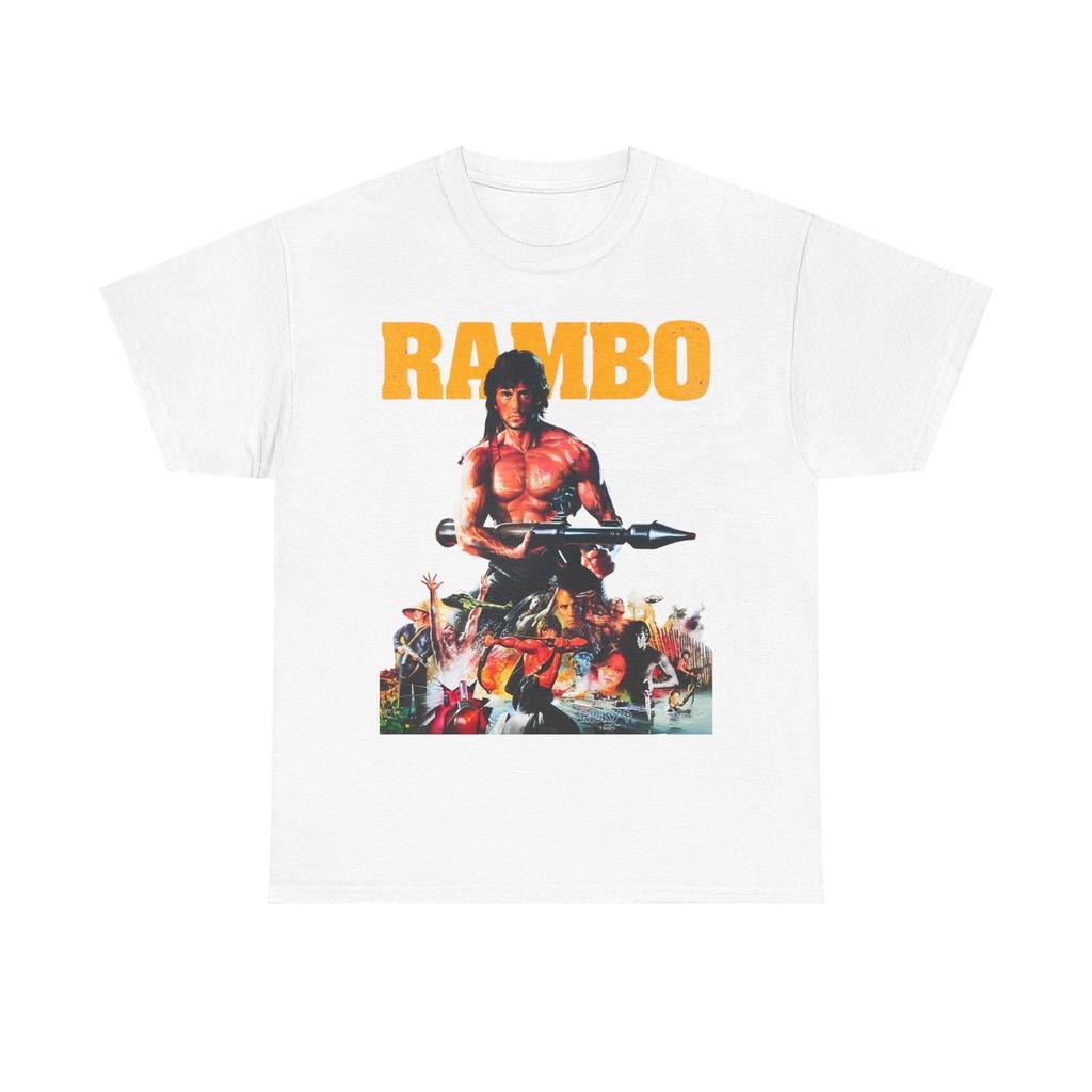 Rambo First Blood Parte II 1985 Sylvester Stallone Maglietta Unisex in Cotone Pesante