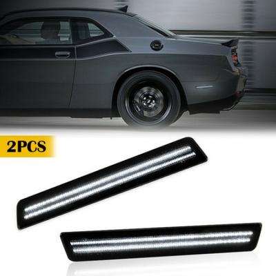 SMOKED White LED Side Light Rear Marker Bumper Lamp For 2015-22 Dodge Challenger
