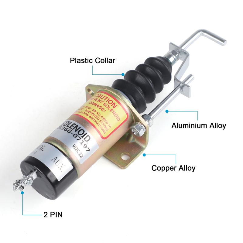 CNSPEED 12V Diesel Engine Part 36607197 Fuel Shutoff Solenoid For Lister Petter LPW LPWS Engine Genset SA-3405-T 1502-12C7U2B2S1
