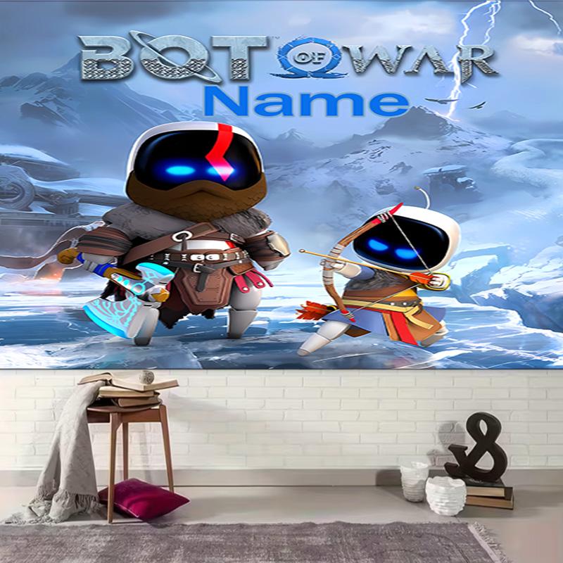 Personalisierte Astro Bot Hintergrund-Wandbehang, Benutzerdefinierter Name Geburtstagsparty, Multifunktionale Wanddekoration für Heimdeko, Verschiedene Anlässe
