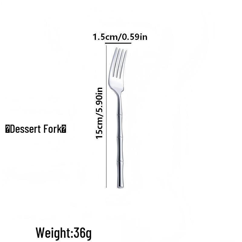 

304 Stainless Steel Bamboo Joint Cutlery Set: Knife, Fork, Spoon, Dessert Spoon, Steak Knife