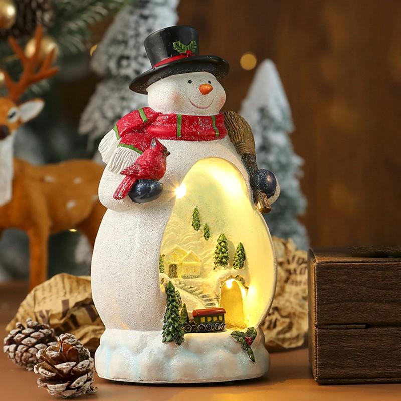 LED Light Rotating Music Box Christmas Snowman Multifunctional Music Box Christmas Gift Ornaments