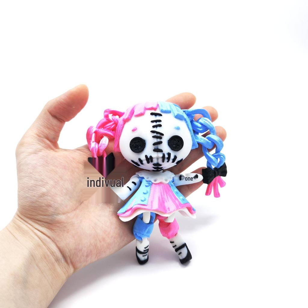 Jointed Gothic Horror Doll with Pigtails - 3D Printed Cute Demon Girl Gift