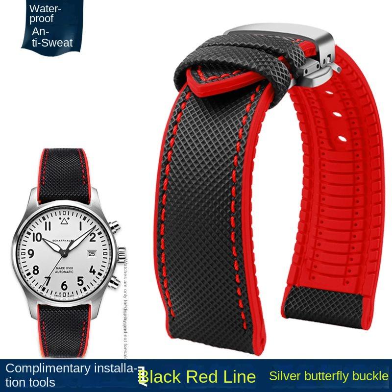 20mm 22mm 23mm 24mm Nylon Rubber Bottom Waterproof Watch Band for Longines IWC Pilot Mark 18 Seiko Omega Series Watchband Strap