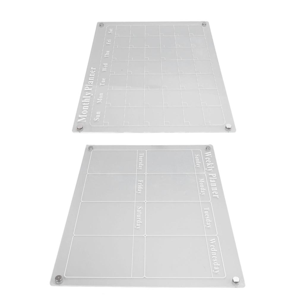 Monthly and Weekly Planning Board Set Clear Acrylic Dry Erase Board Schedule List Planner Calendar with 3 Color Pens