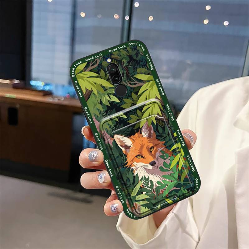 Silicone Soft Case Phone Case For Xiaomi Redmi 8 Full Wrap Fashion Design Card Slot Cover Back Cover Anti-knock TPU Cute