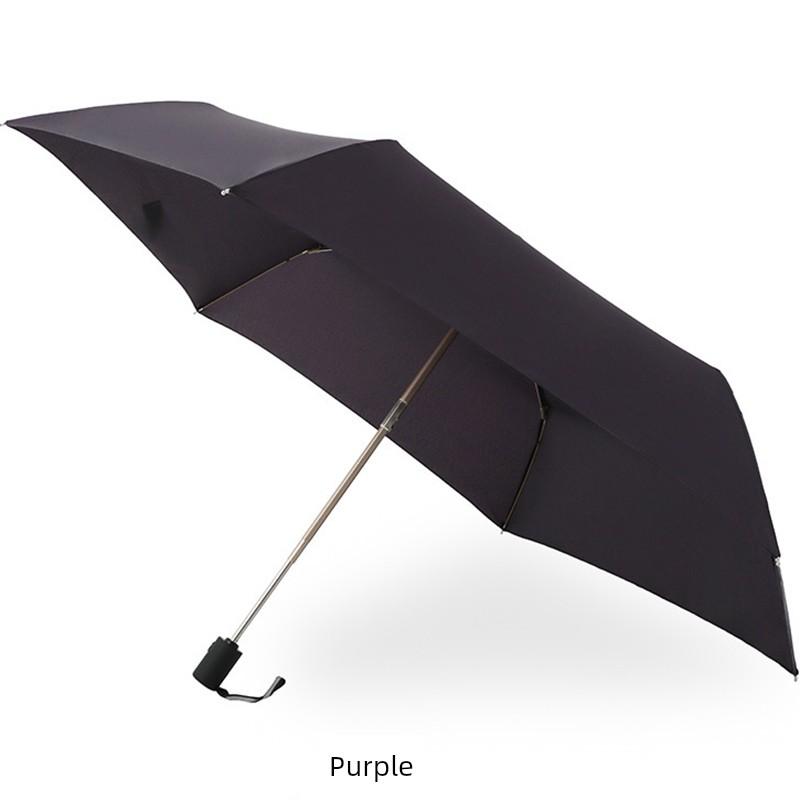 Ultra-Light Three-Fold Automatic Rain and Rain Dual-Use Windproof Umbrella Simple Plain One-Drop Drying Water-Repellent UV-Proof Sunshade