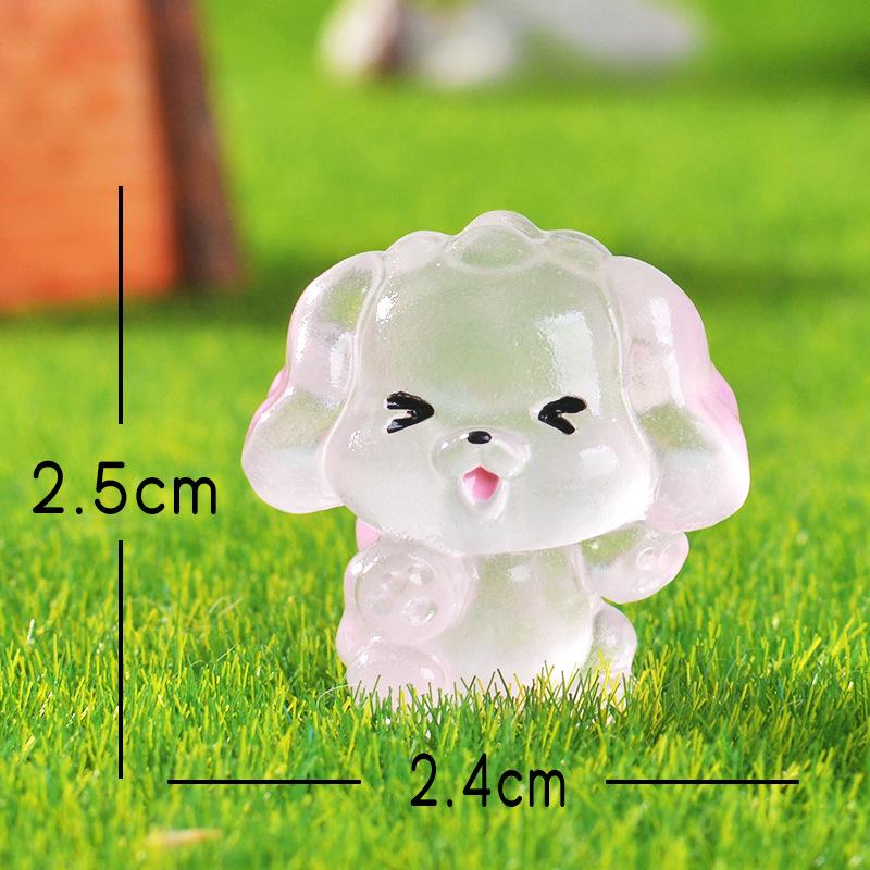 Micro-landscape Creative Cute Cartoon Transparent Glow-in-light Pink Puppy Garden Landscape Decoration Resin Small Figurine